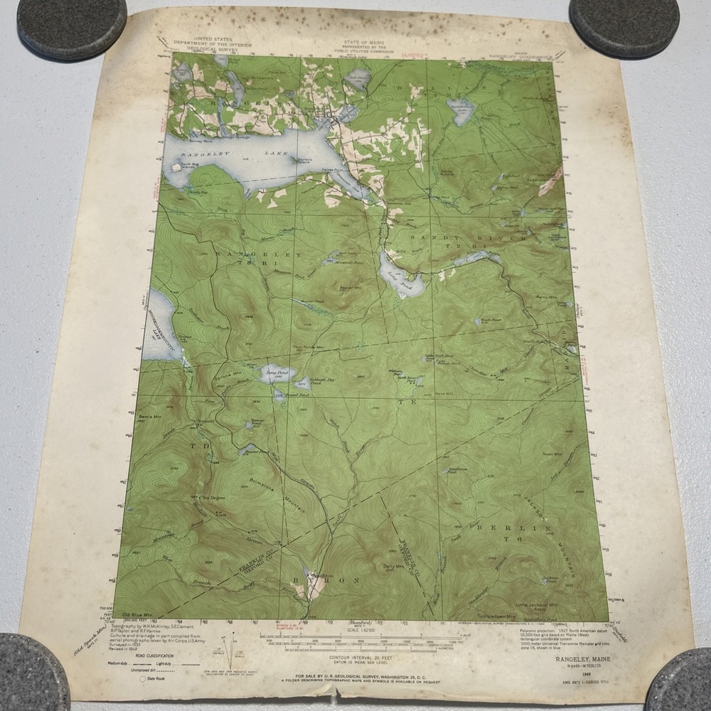 USGS PUBLIC UTILITIES COMMISSION 1949 Rangeley, ME Quadrangle 1:625 MAP